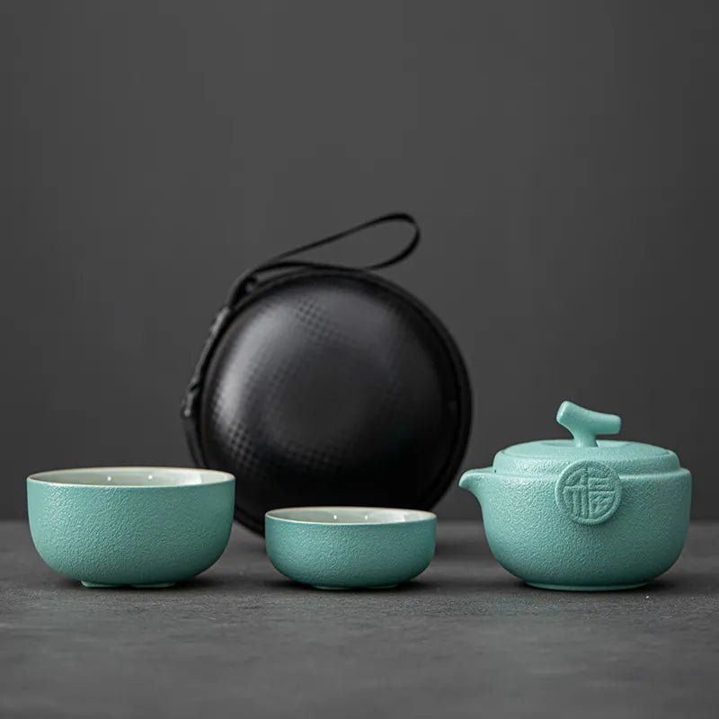 Ceramic Gongfu Travel Tea Set - DelveIn 2U - 14:200006152#Lake Blue;200007763:201336100