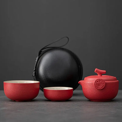 Ceramic Gongfu Travel Tea Set - DelveIn 2U - 14:200006153#Red;200007763:201336100
