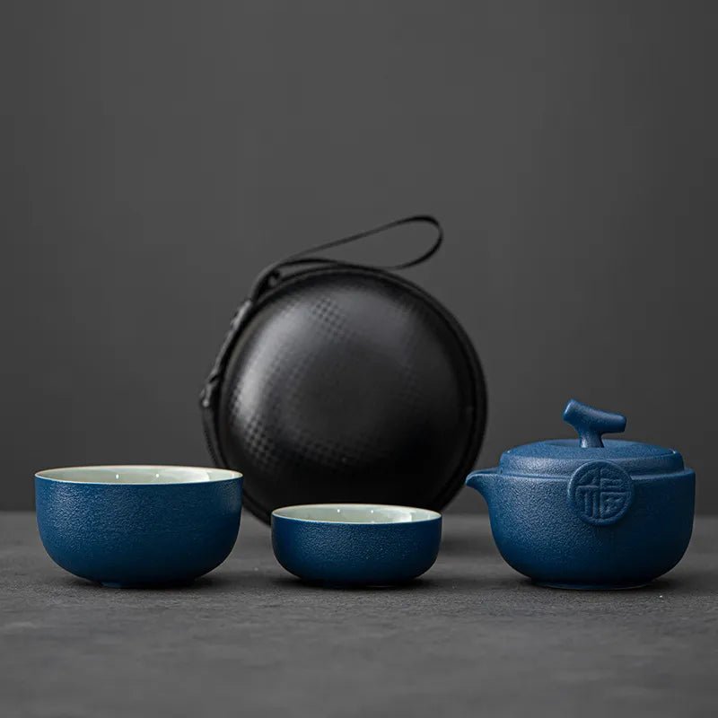 Ceramic Gongfu Travel Tea Set - DelveIn 2U - 14:200006151#Sapphire;200007763:201336100