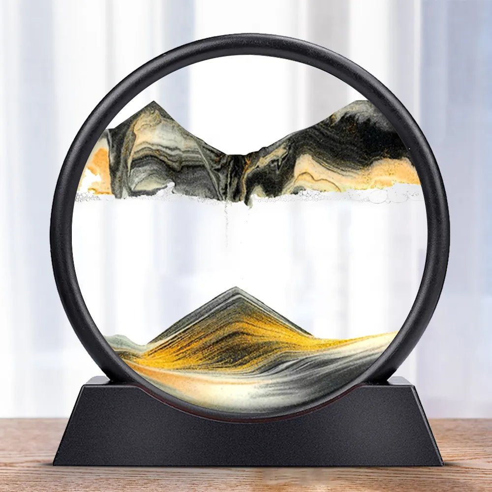 Moving Sandscapes Art 3D Hourglass - DelveIn 2U - 14:10#Black Gold;5:361385#12 inch;200007763:201336103