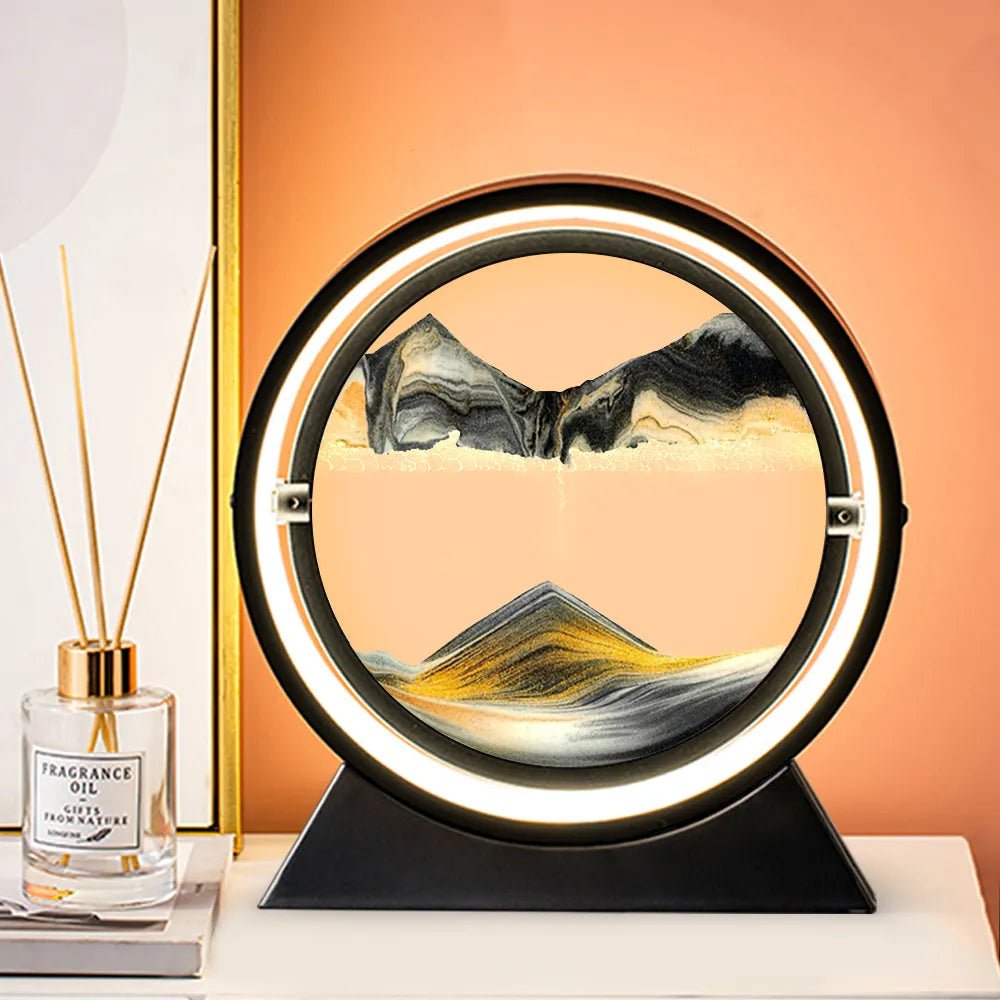 Moving Sandscapes Art 3D Hourglass - DelveIn 2U - 14:202530808#USB Black Gold;5:361385#12 inch;200007763:201336103